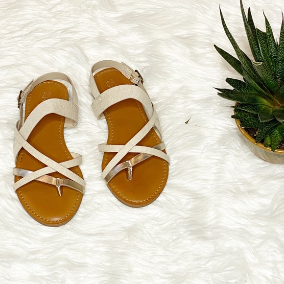 Market & Spruce Linen&Metallic Strappy Sandal - Picture 7 of 11